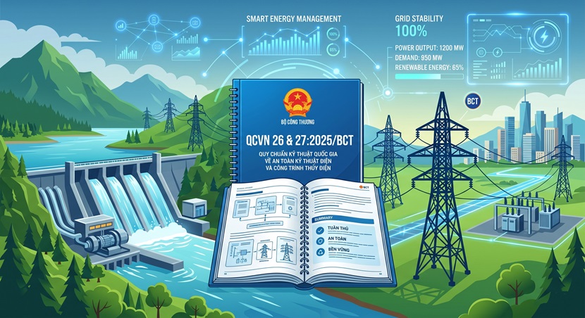 Các QCVN 26:2025, 27:2025 BCT về kỹ thuật hệ thống điện, công trình thủy điện chính thức có hiệu lực từ tháng 6/2026